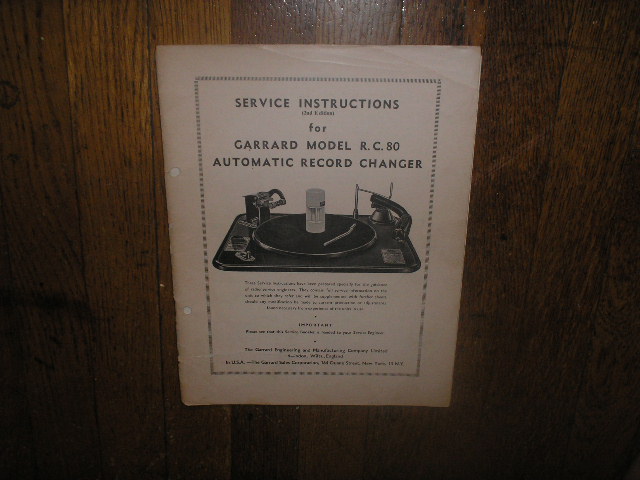 RC-80 PHONOGRAPH Turntable Service Manual 2